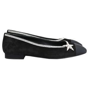 Chanel Cap Toe Star Ballet Flats in Black Suede